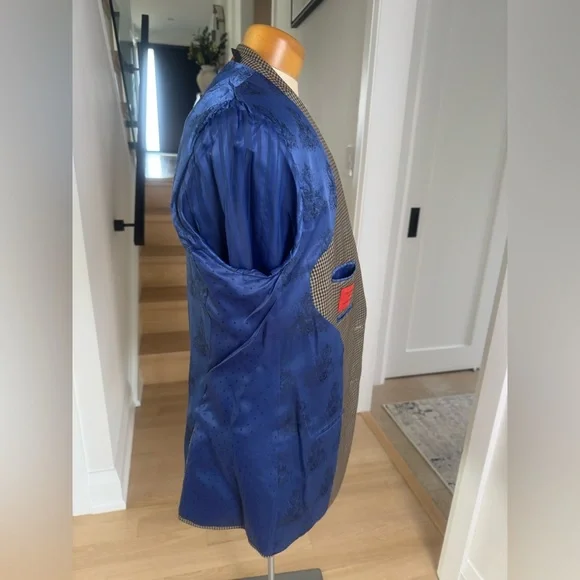 Ted Baker No Ordinary Joe Blazer 44 L Wool Check Sport Coat Blue Lining - Picture 9 of 11